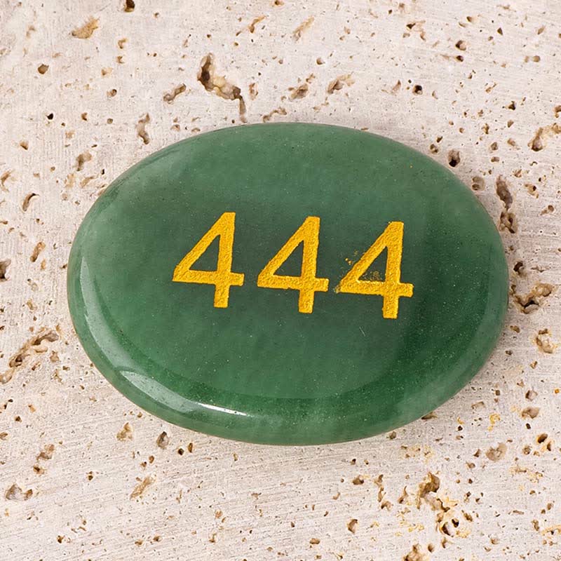 Buddha Stones Numery aniołów Biały kryształ Czerwony jaspis Różowy kryształ Zielony awenturyn Medytacja kamień palmowy - Numer anioła 444 i zielony awenturyn 4,5*3,5*0,7 cm - image 14
