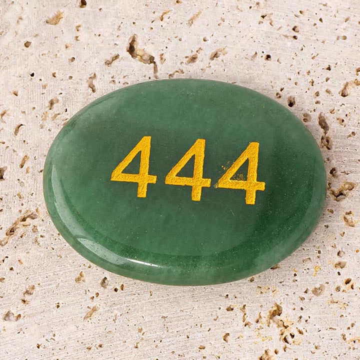 Buddha Stones Numery aniołów Biały kryształ Czerwony jaspis Różowy kryształ Zielony awenturyn Medytacja kamień palmowy - Numer anioła 444 i zielony awenturyn 4,5*3,5*0,7 cm - image 14