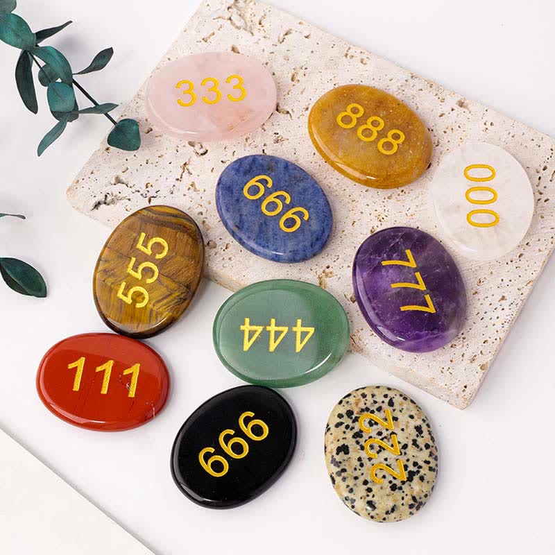 Buddha Stones Numery aniołów Biały kryształ Czerwony jaspis Różowy kryształ Zielony awenturyn Medytacja kamień palmowy - image 32