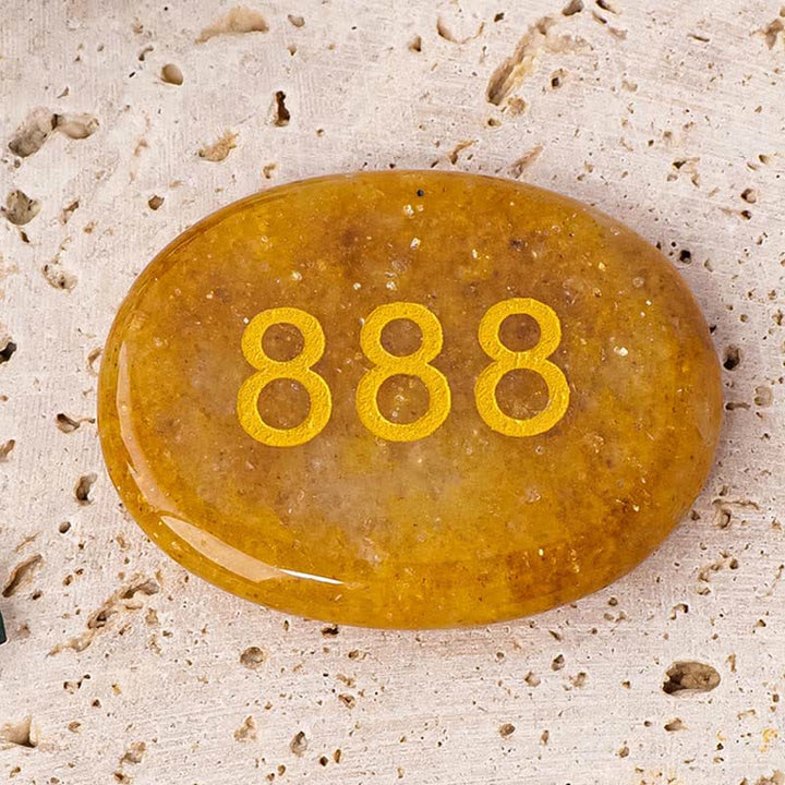 Buddha Stones Numery aniołów Biały kryształ Czerwony jaspis Różowy kryształ Zielony awenturyn Medytacja kamień palmowy - Numer anioła 888 i topaz 4,5*3,5*0,7 cm - image 26