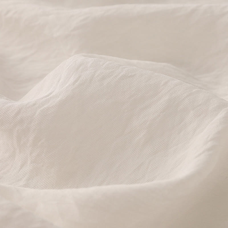 Buddha Stones Jednokolorowa damska koszulka z bufiastymi rękawami i guzikami w kształcie żaby - image 10