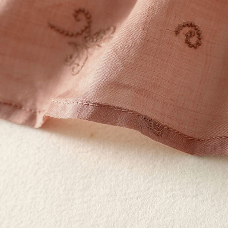 Buddha Stones Koszula damska z krótkim rękawem i guzikami w stylu retro z haftowanymi kwiatami - image 11