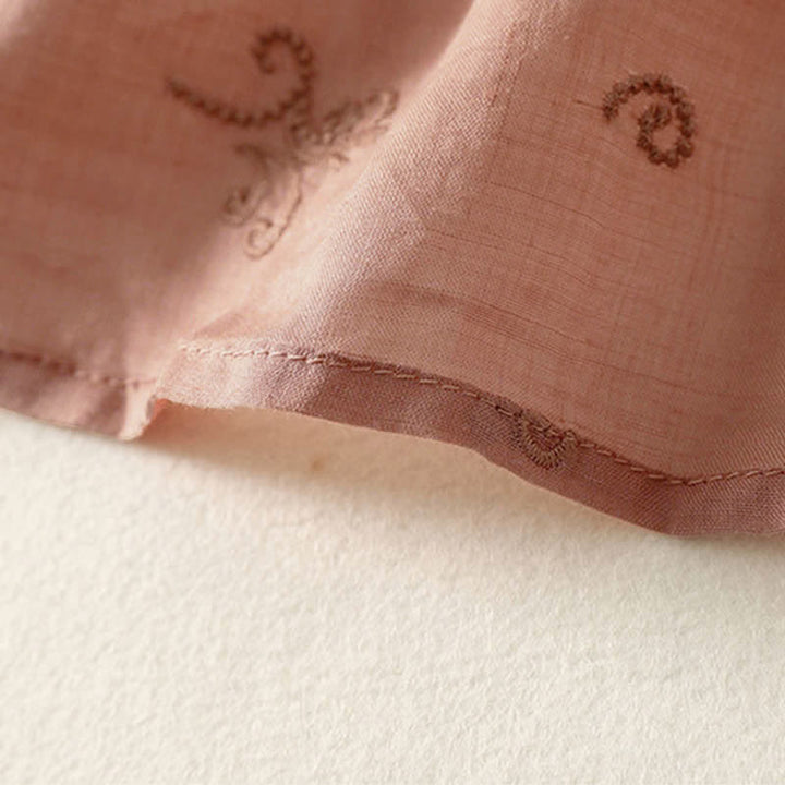 Buddha Stones Koszula damska z krótkim rękawem i guzikami w stylu retro z haftowanymi kwiatami - image 11