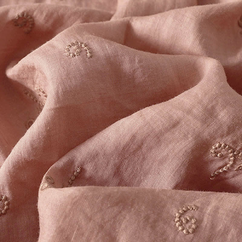 Buddha Stones Koszula damska z krótkim rękawem i guzikami w stylu retro z haftowanymi kwiatami - image 10