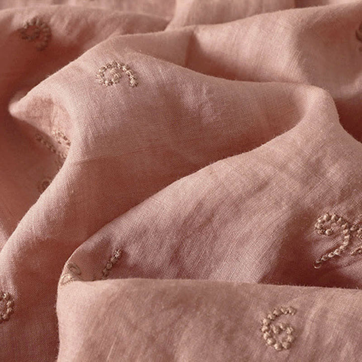 Buddha Stones Koszula damska z krótkim rękawem i guzikami w stylu retro z haftowanymi kwiatami - image 10