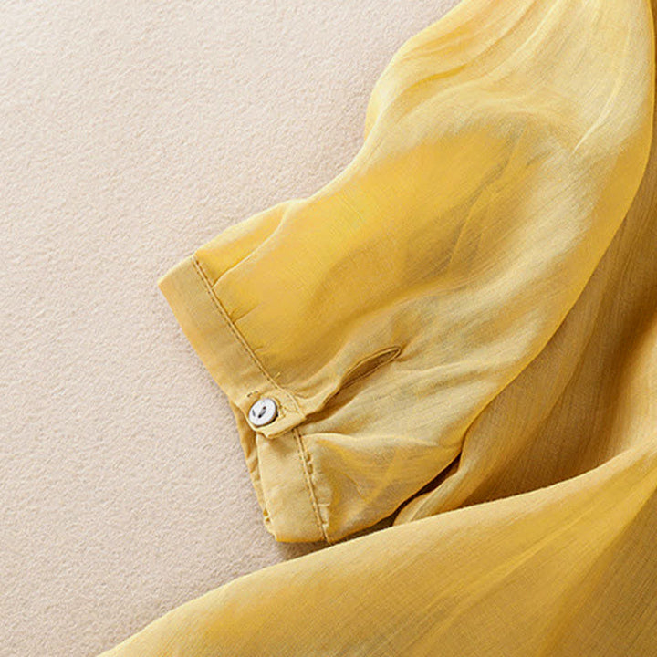 Buddha Stones Koszula damska z krótkim rękawem i okrągłym dekoltem, haftowana w kwiaty w stylu retro - image 20