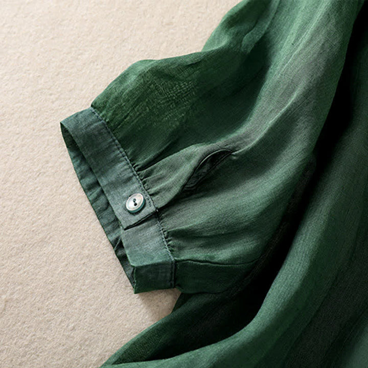 Buddha Stones Koszula damska z krótkim rękawem i okrągłym dekoltem, haftowana w kwiaty w stylu retro - image 4