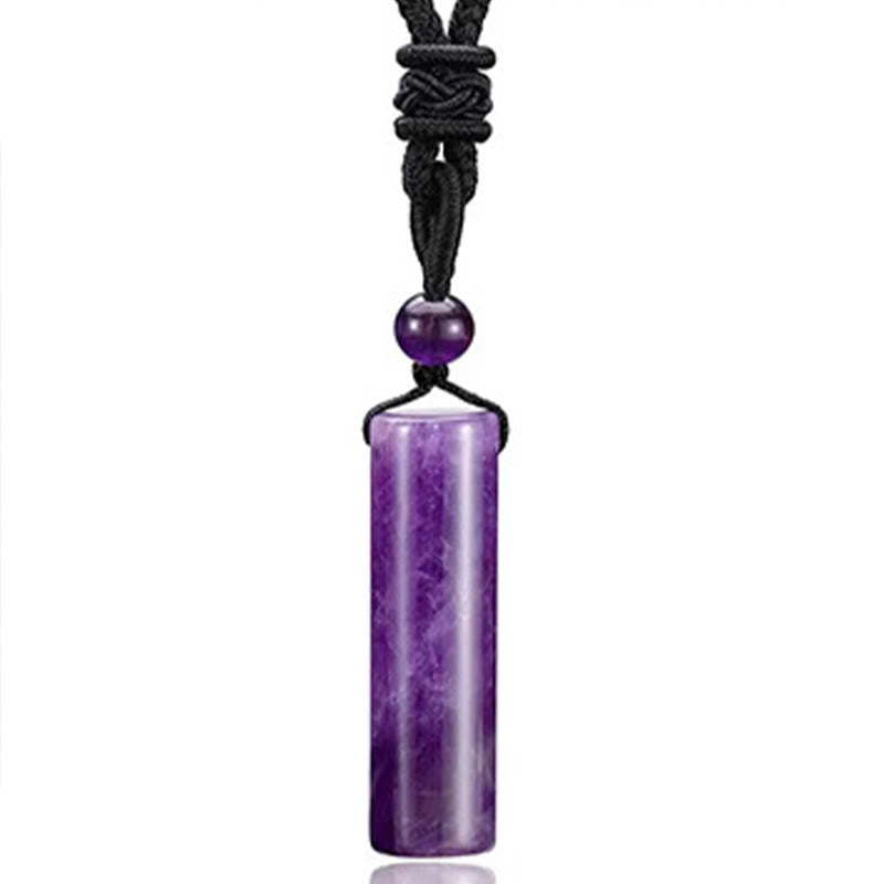 Buddha Stones Różnorodny kryształowy wisiorek z cylindrem i zielonym awenturynem z ametystem i kwarcem różowym - Ametyst - image 1