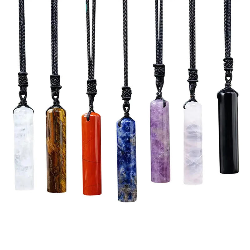 Buddha Stones Różnorodny kryształowy wisiorek z cylindrem i zielonym awenturynem z ametystem i kwarcem różowym - image 19