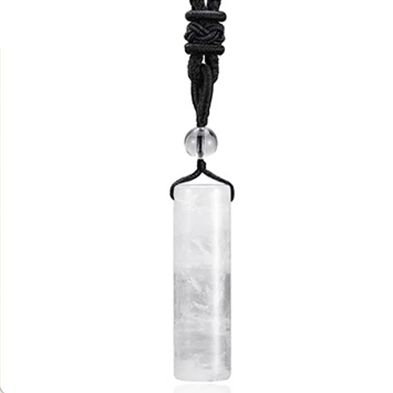 Buddha Stones Różnorodny kryształowy wisiorek z cylindrem i zielonym awenturynem z ametystem i kwarcem różowym - Biały kryształ - image 14
