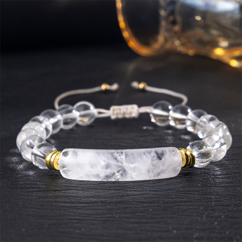Buddha Stones Bransoletka z ametystowym zielonym awenturynem, tygrysim okiem i truskawkowym kwarcem, która pozytywnie transformuje - Kwarc przezroczysty (obwód nadgarstka 14-18 cm) - image 23