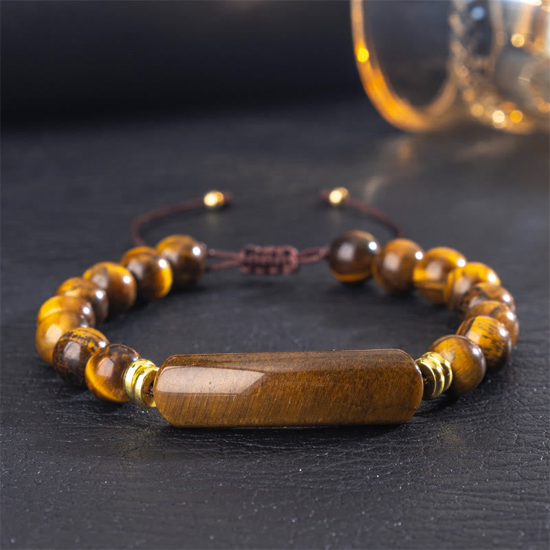 Buddha Stones Bransoletka z ametystowym zielonym awenturynem, tygrysim okiem i truskawkowym kwarcem, która pozytywnie transformuje - Tygrysie oko (obwód nadgarstka 14-18 cm) - image 7