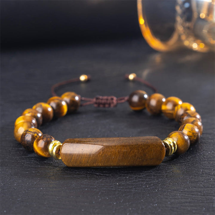 Buddha Stones Bransoletka z ametystowym zielonym awenturynem, tygrysim okiem i truskawkowym kwarcem, która pozytywnie transformuje - Tygrysie oko (obwód nadgarstka 14-18 cm) - image 7
