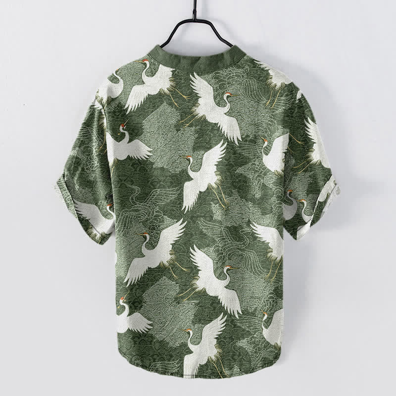 Buddha Stones Koszula męska z krótkim rękawem Crane Resort Casual - image 6