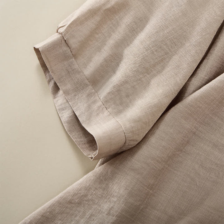 Buddha Stones Wiosenne koszulki damskie w stylu boho z haftowaną bawełną i lnem, z rękawami do łokcia - image 24