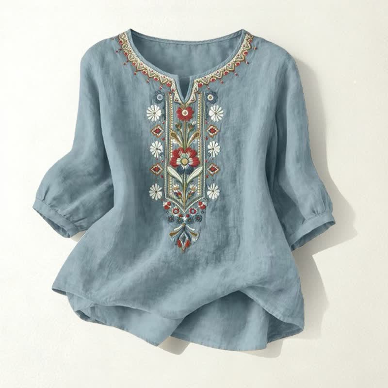 Damskie koszulki z haftem „Buddha Stones Spring Boho” z rękawami do łokci - Cyraneczka - US16, UK/AU20, EU48 (3XL) - image 25