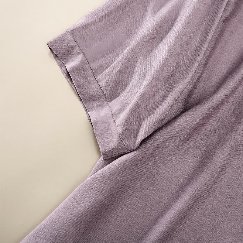 Buddha Stones Wiosenne koszulki damskie w stylu boho z haftowaną bawełną i lnem, z rękawami do łokcia - image 11