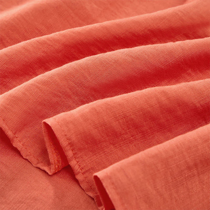 Buddha Stones Wiosenne koszulki damskie w stylu boho z haftowaną bawełną i lnem, z rękawami do łokcia - image 6