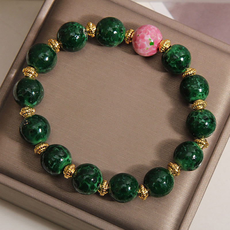 Buddha Stones Zielona bransoletka z Liuli Glass Blessings - image 7