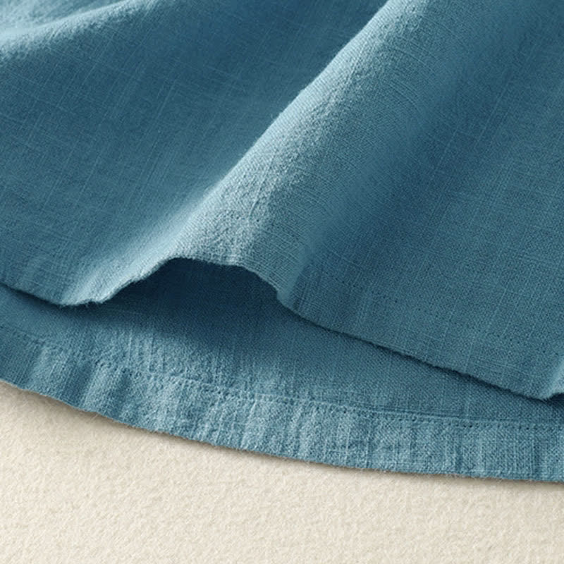 Buddha Stones Letnia damska koszula z krótkim rękawem i stójką z guzikami z bawełny - image 3