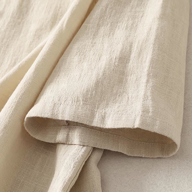 Buddha Stones Letnia damska koszula z krótkim rękawem i stójką z guzikami z bawełny - image 9