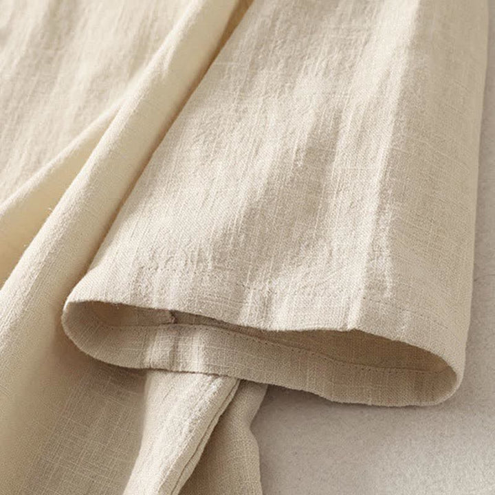 Buddha Stones Letnia damska koszula z krótkim rękawem i stójką z guzikami z bawełny - image 9