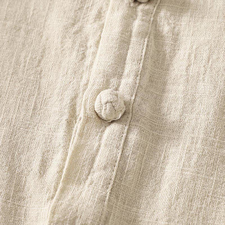 Buddha Stones Letnia damska koszula z krótkim rękawem i stójką z guzikami z bawełny - image 10