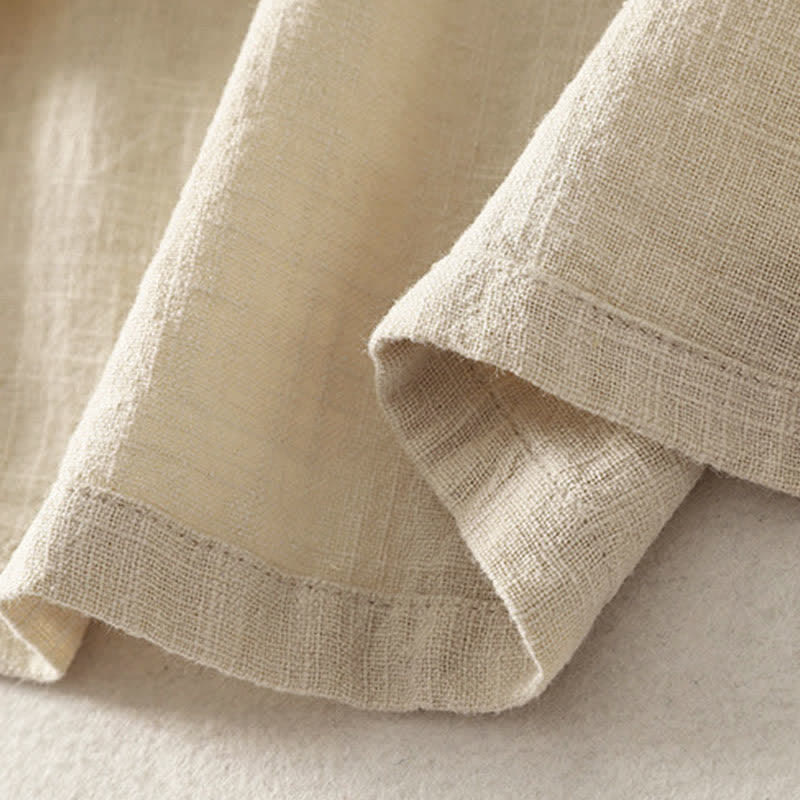 Buddha Stones Letnia damska koszula z krótkim rękawem i stójką z guzikami z bawełny - image 13