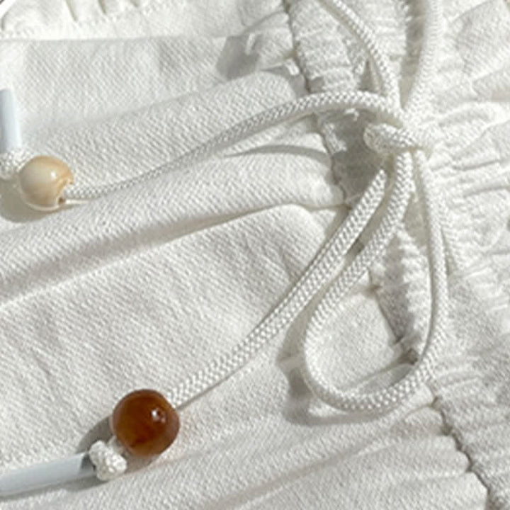 Buddha Stones Letnie damskie szorty z elastyczną talią i ściągaczem, z falbanką i kieszeniami - image 18