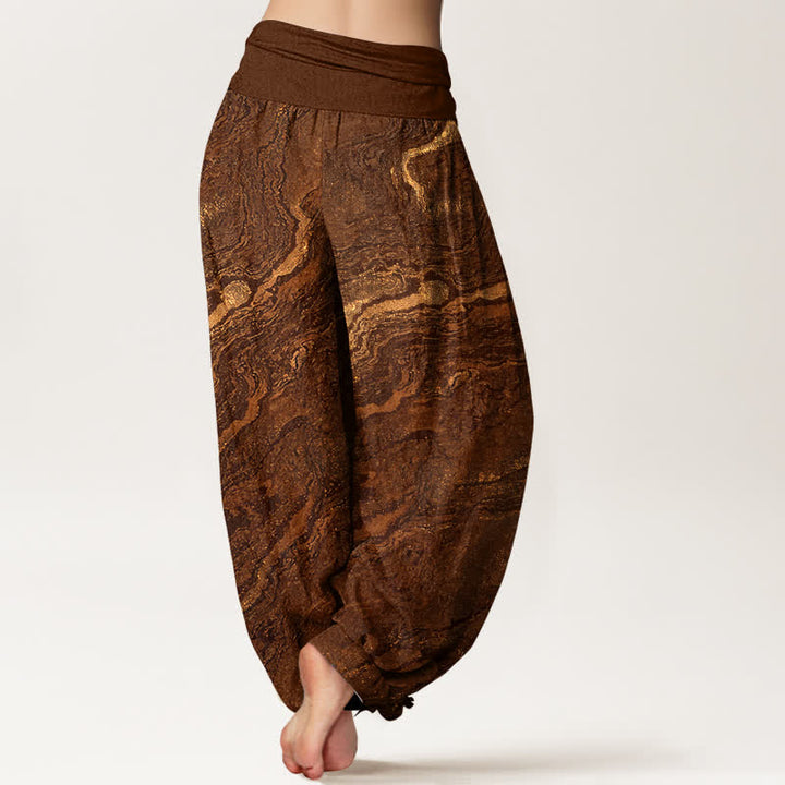 Buddha Stones Spodnie damskie haremowe z czystej bawełny z wysokim stanem i elastyczną talią - image 6