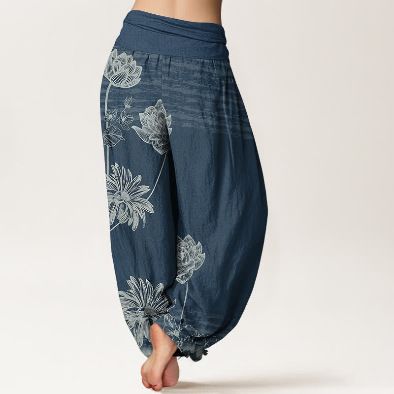 Buddha Stones Damskie spodnie haremowe z bawełny w stylu Lotus High Waist Design - image 1