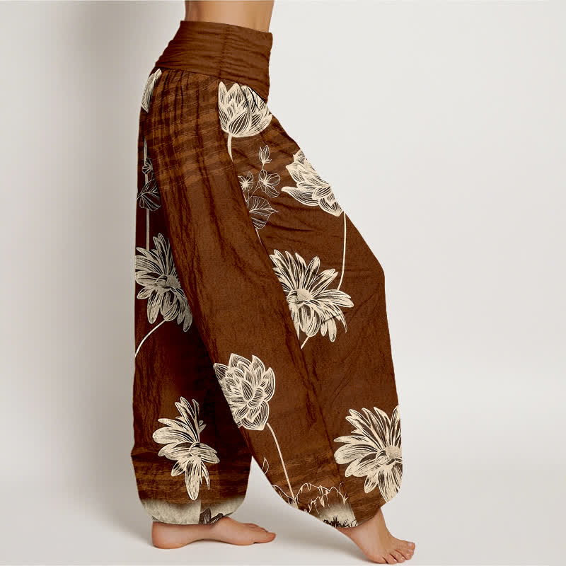 Buddha Stones Damskie spodnie haremowe z bawełny w stylu Lotus High Waist Design - image 7