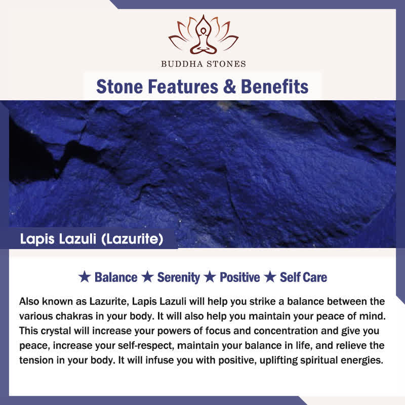 Buddha Stones Bransoletka z koralików Truth Cube z lapis lazuli i czarnego onyksu - image 5