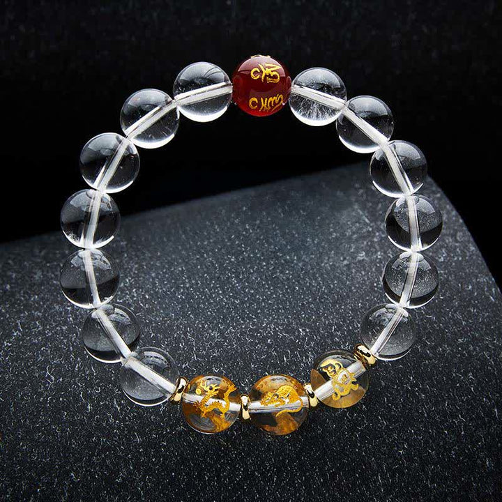 Buddha Stones Bransoletka lecznicza z chińskiego zodiaku z czystego kwarcu - Szczur Smok Małpa - Koraliki 12 mm (obwód nadgarstka: 17–18 cm) - image 20