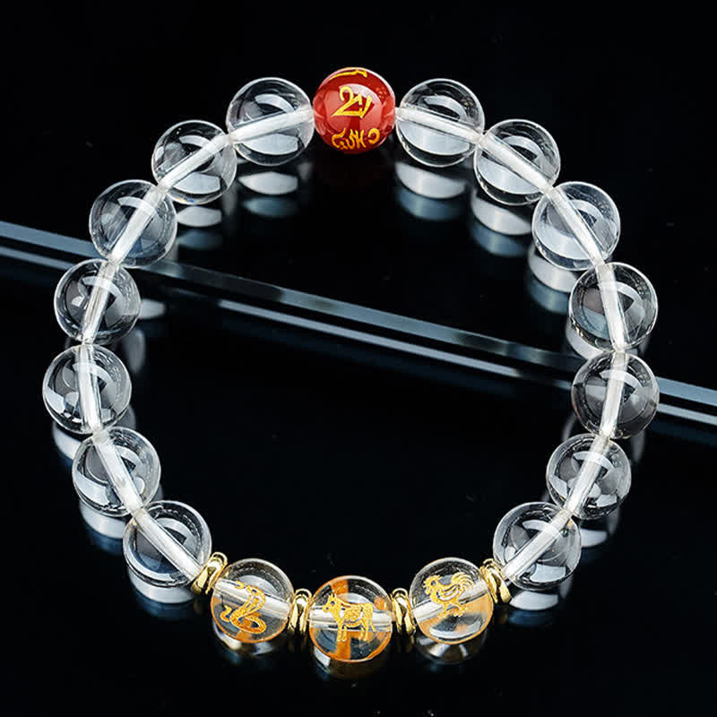 Buddha Stones Bransoletka lecznicza z chińskiego zodiaku z czystego kwarcu - image 17