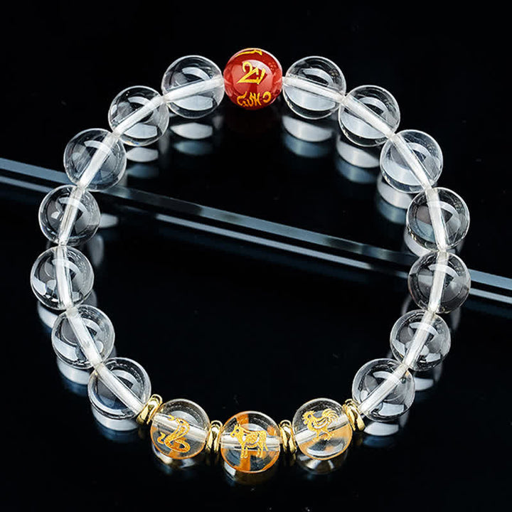 Buddha Stones Bransoletka lecznicza z chińskiego zodiaku z czystego kwarcu - image 17