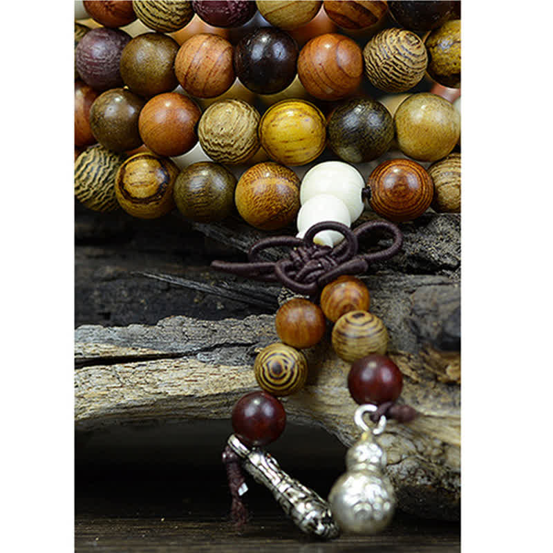 Buddha Stones 108 koralików wielokolorowych, naturalnych, drewnianych, uspokajających, energetycznych Mala - image 11