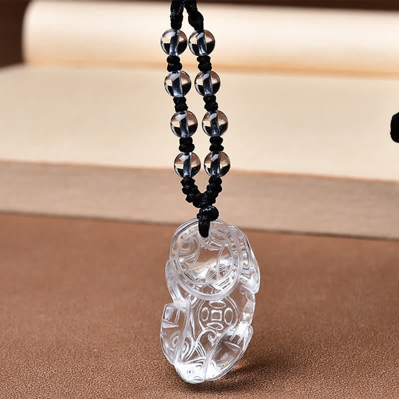 Buddha Stones Naszyjnik z koralików PiXiu Clarity z naturalnego, czystego kwarcu - image 3