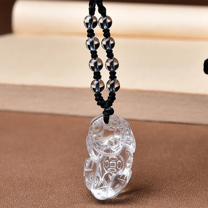 Buddha Stones Naszyjnik z koralików PiXiu Clarity z naturalnego, czystego kwarcu - image 3