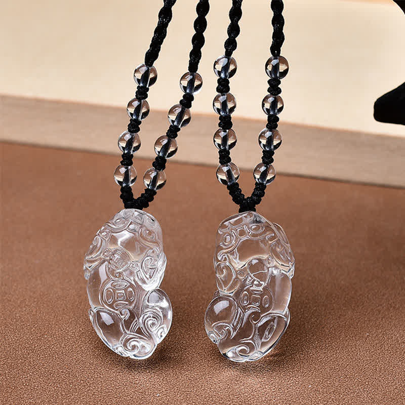 Buddha Stones Naszyjnik z koralików PiXiu Clarity z naturalnego, czystego kwarcu - image 8