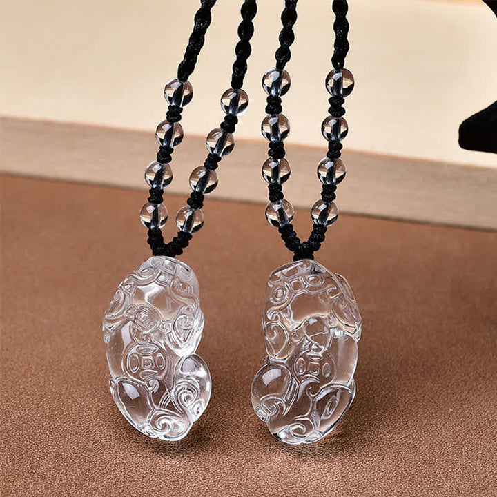 Buddha Stones Naszyjnik z koralików PiXiu Clarity z naturalnego, czystego kwarcu - image 8