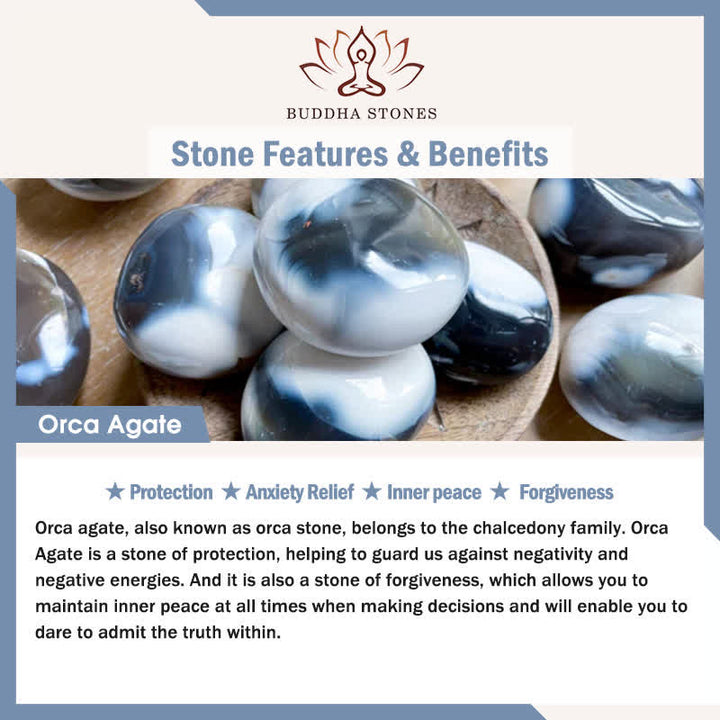Buddha Stones Bransoletka z okrągłych koralików z agatu orki yin yang harmonia - image 4