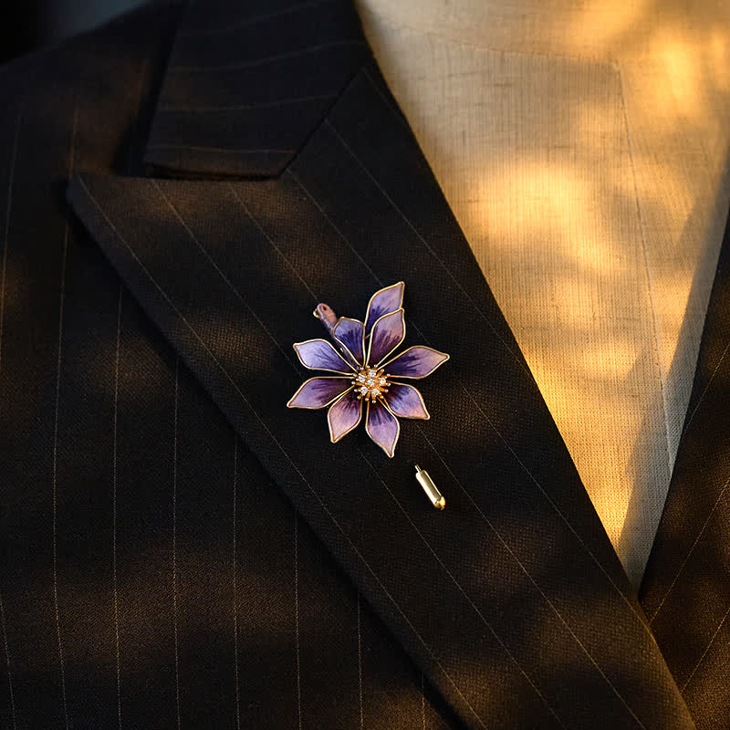 Buddha Stones Ręcznie wykonana broszka z jedwabnego aksamitu w kolorze fioletowym - image 3