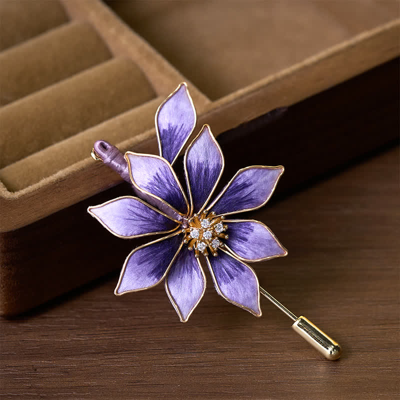 Buddha Stones Ręcznie wykonana broszka z jedwabnego aksamitu w kolorze fioletowym - image 1