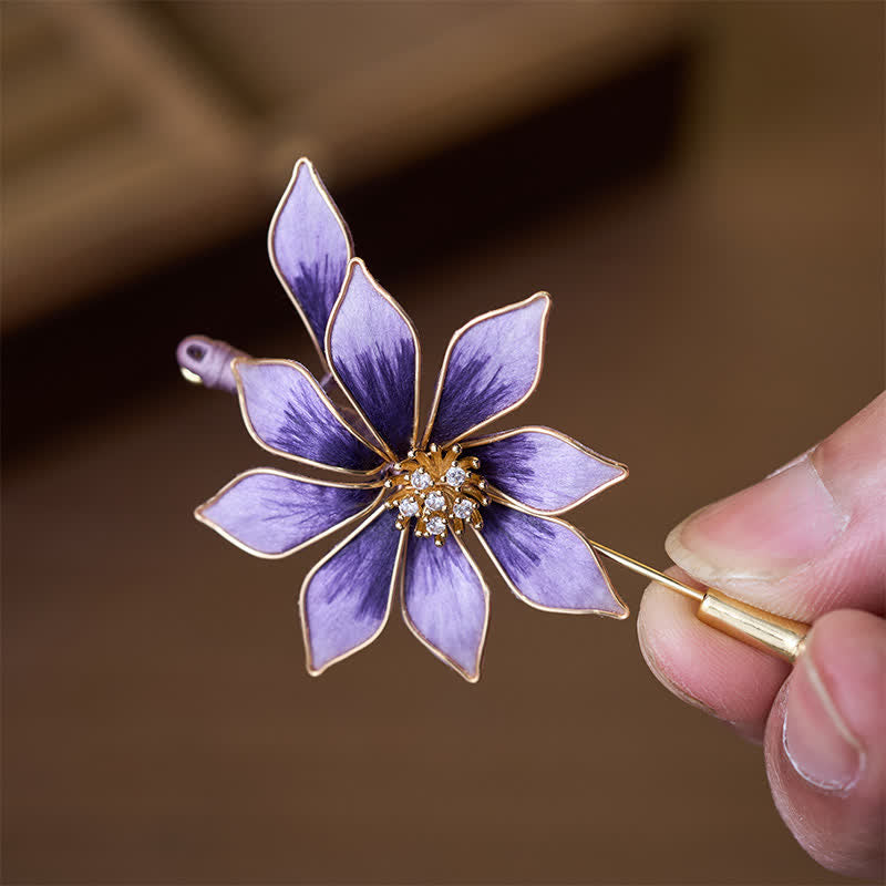 Buddha Stones Ręcznie wykonana broszka z jedwabnego aksamitu w kolorze fioletowym - image 2