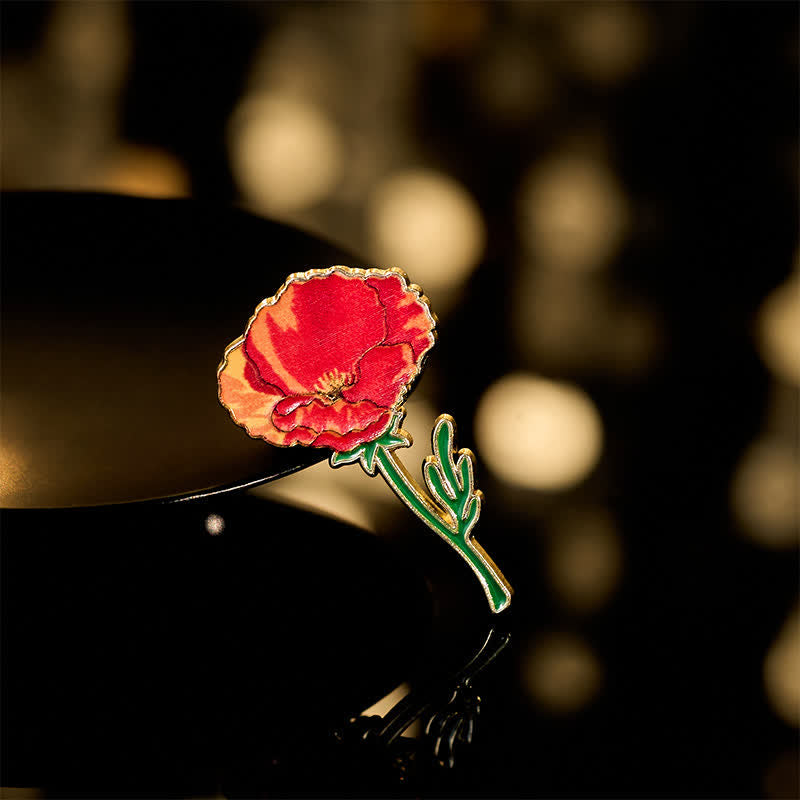 Buddha Stones Broszka z miedzi, niezapominajka, mak, konwalia, hortensja, łubin - Mak polny 2*3,5 cm - image 6