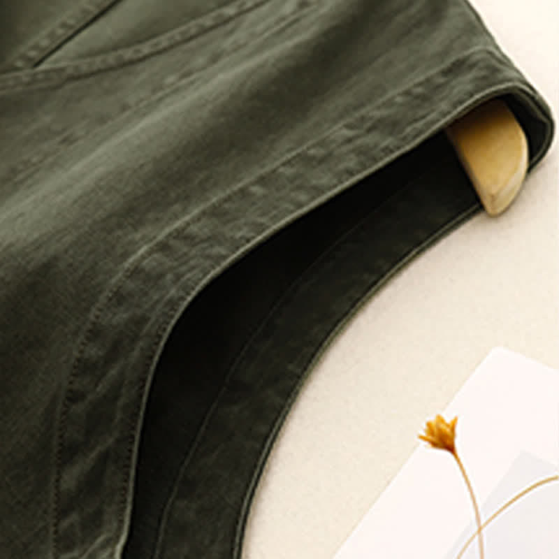 Buddha Stones Wiosenna, bawełniana kamizelka damska z dekoltem w serek, bez rękawów i kieszeniami, z haftem ptaków i twillu w stylu vintage - image 17