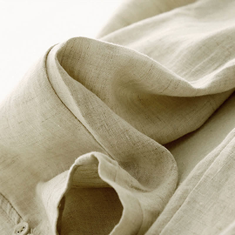 Buddha Stones Letnie lniane spodnie damskie zwężane z kieszeniami - image 15