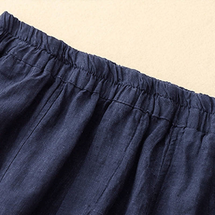 Buddha Stones Letnie lniane spodnie damskie zwężane z kieszeniami - image 17