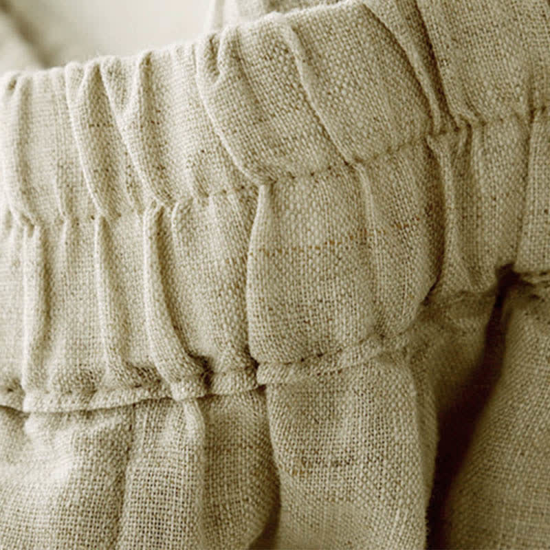 Buddha Stones Letnie lniane spodnie damskie zwężane z kieszeniami - image 14